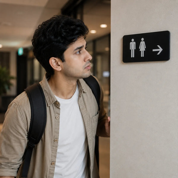 Quietly checking where the nearest bathroom is
